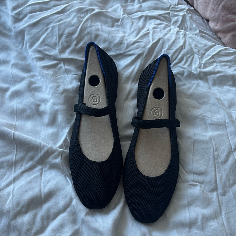 Rothy’s black square mary janes